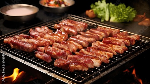 Sizzling Delight  A Flavorful Journey of Korean Barbecue Grilling. Generative AI 6