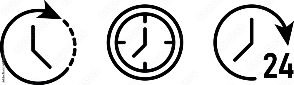 Time and clock vector line icons collection. Time and clock vector line icons collection.