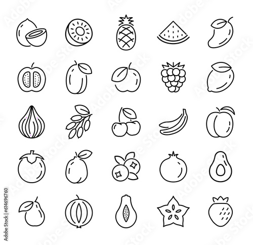Foto Fruit line icon isolated tropical food