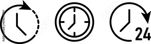 Time and clock vector line icons collection.