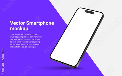 Phone mockup isolate 3d vector screen device template. Cellphone app mock up realistic telephone background design banner