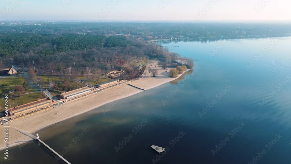 Top down aerial view of trees and greenery Spring in Havel river near Wannsee Grunewald Berlin Germany Top down aerial view of trees and greenery Spring in Havel river near Wannsee Grunewald Berlin Germany