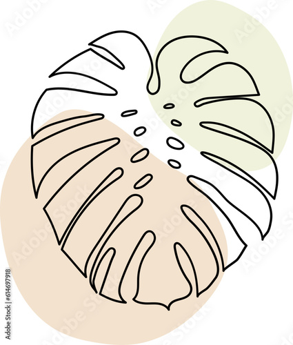 monstera leaf boho element outline hand drawn