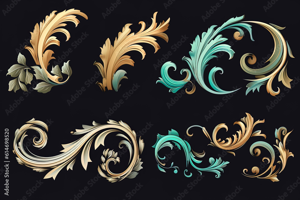 Fototapeta premium Vector Image of Floral Decorative Elements