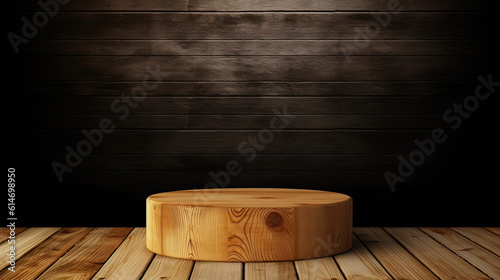 Product Podium with Blank Wooden Plank Background