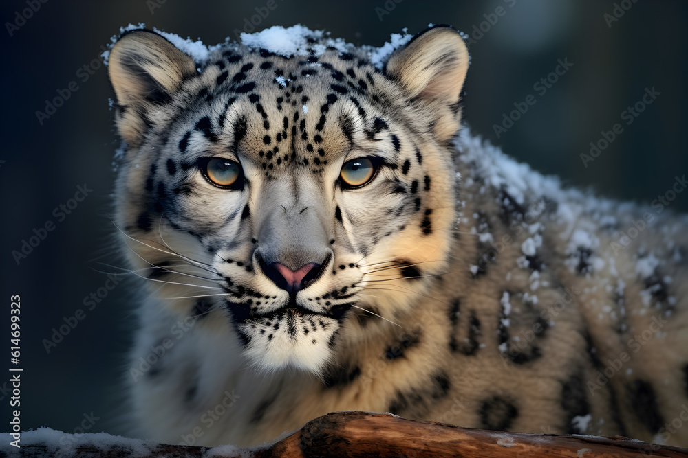 Fototapeta premium Close-up of a snow leopard, AI-Generated Image
