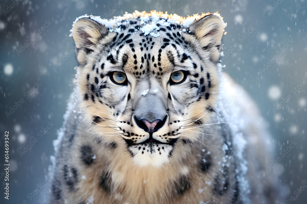 Fototapeta premium Close-up of a snow leopard, AI-Generated Image