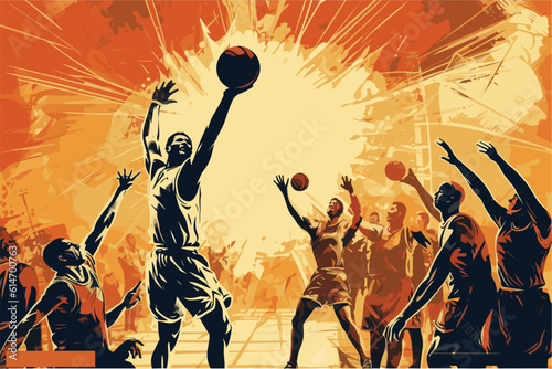 Scoring the winning points at a basketball game vector art.