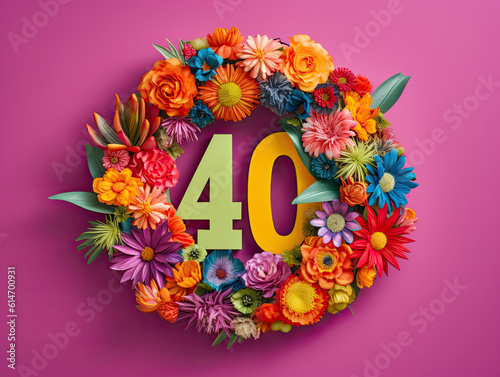 Floral 40th Wreath