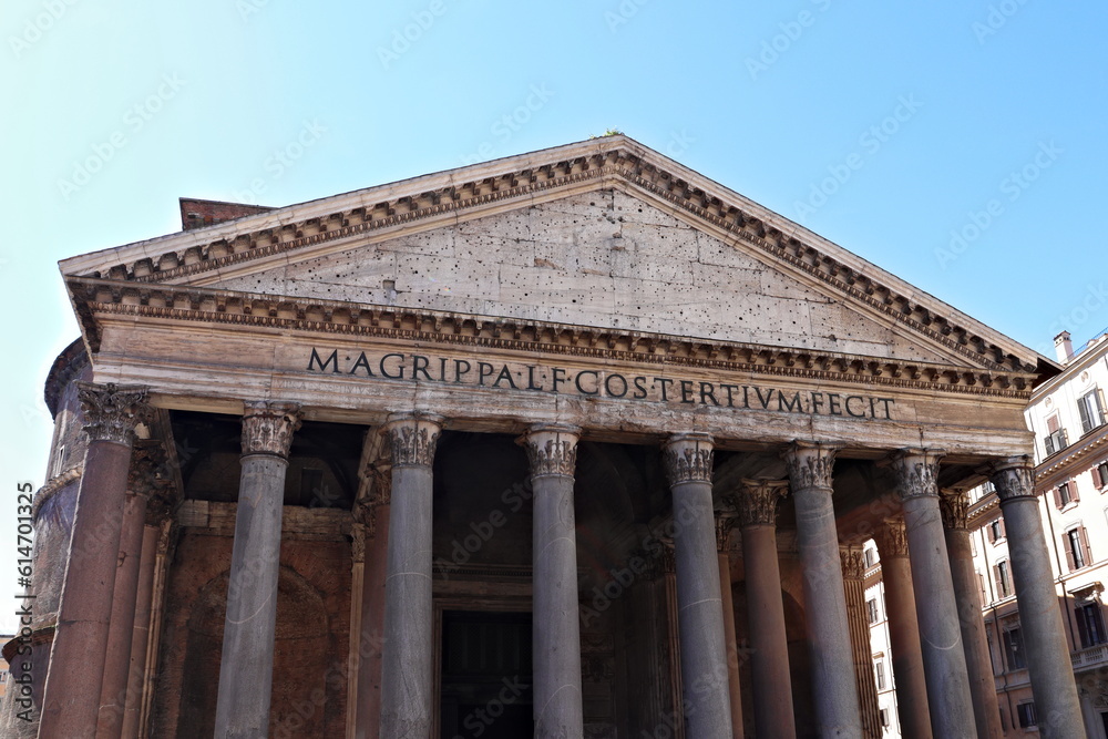Pantheon seen from below, Rome, Italy.