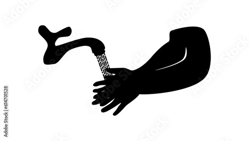 child washes his hands