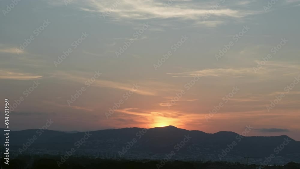 Beautiful Time Lapse Golden Sunrise over Majestic Mountain Range during the Early Morning Beautiful Time Lapse Golden Sunrise over Majestic Mountain Range during the Early Morning