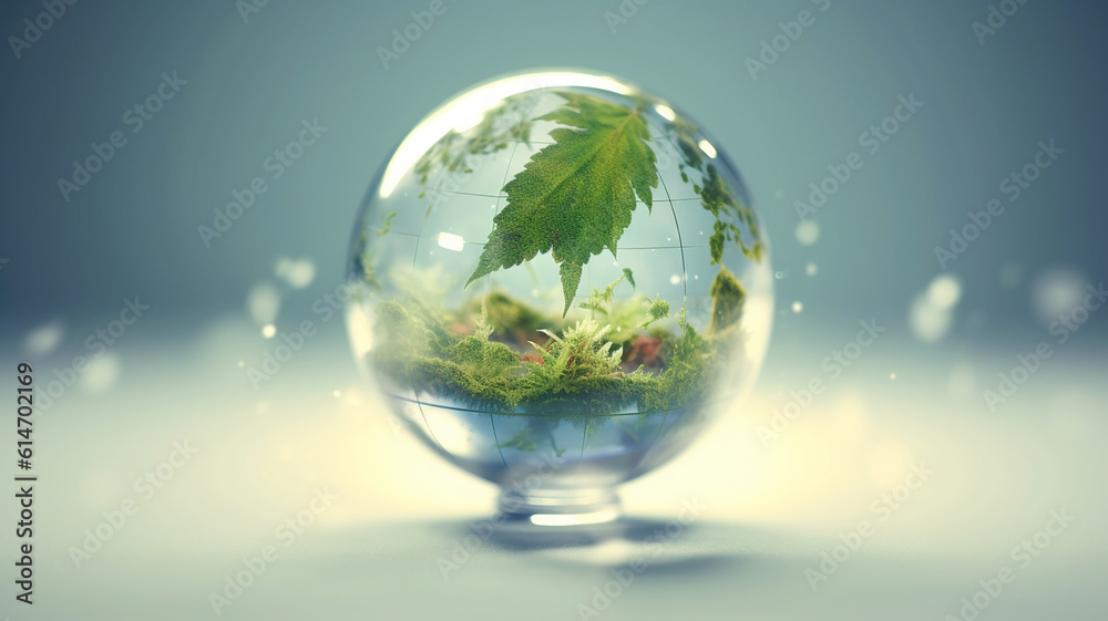 Marijuana leaves in globe representing our planet. Cannabis Earth. | Generative AI