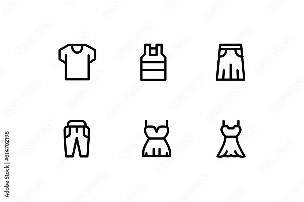 Fashion and Clothes icon pack for your website design, logo, app, UI. Fashion and Clothes icon outline design. Vector graphics illustration and editable stroke.
