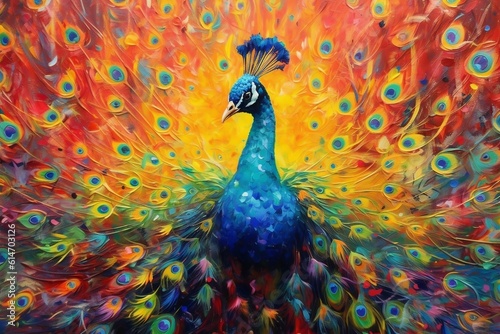Elegant Abstract Peacock Artwork - Majestic Beauty and Vibrant Colors, Generative Ai © Haider