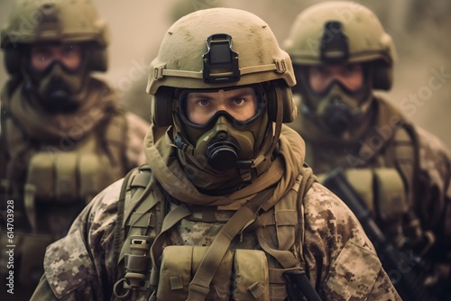 soldier with mask. special forces. military uniform. generative ai 