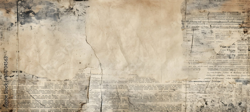 Newspaper paper grunge vintage old aged texture background. Generative AI. photo