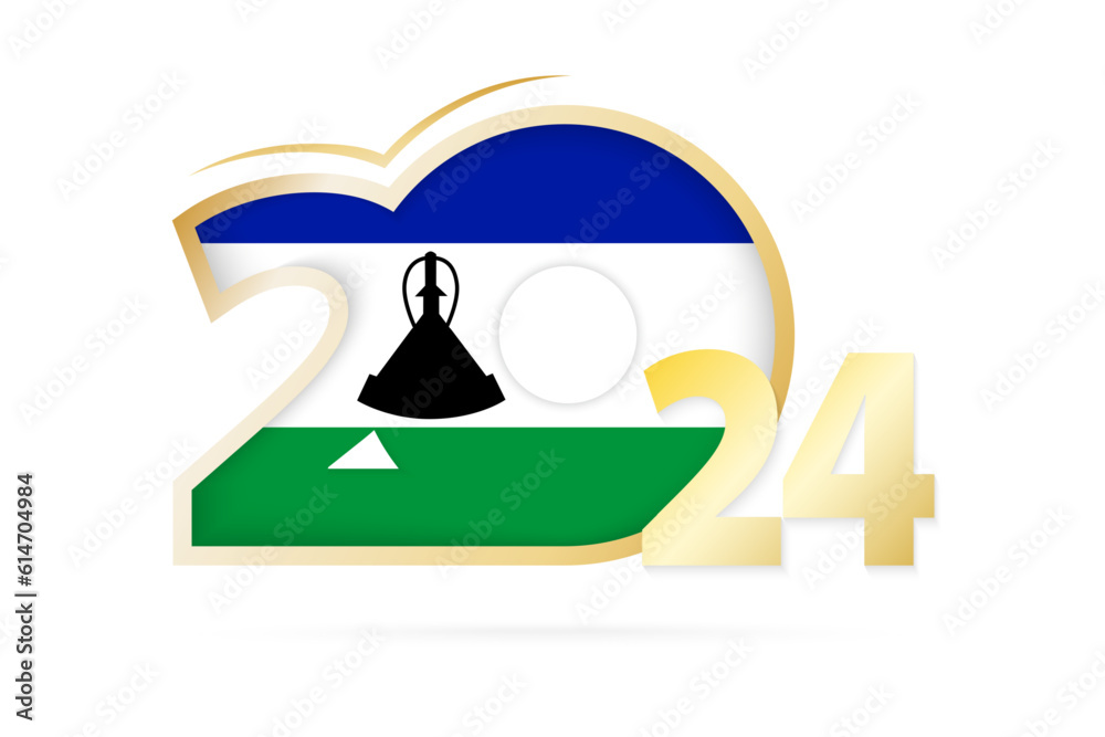 Year 2024 with Lesotho Flag pattern.