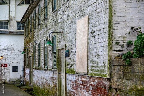 Former building of the maximum security federal prison of Alcatraz in the bay of San Francisco, in the state of California, United States of America. USA Concept.