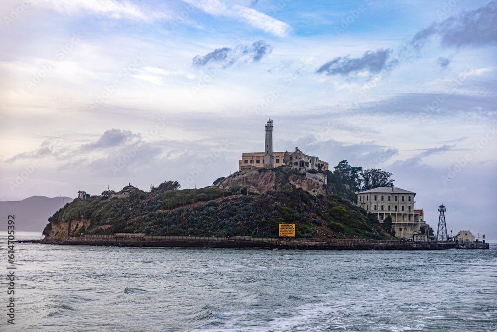 Island in the San Francisco Bay where the famous maximum security federal prison of Alcatraz is located, in California, in the United States of America. USA Concept.