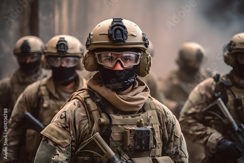 Army soldier in Protective Combat Uniform. Special Operations Forces. generative ai