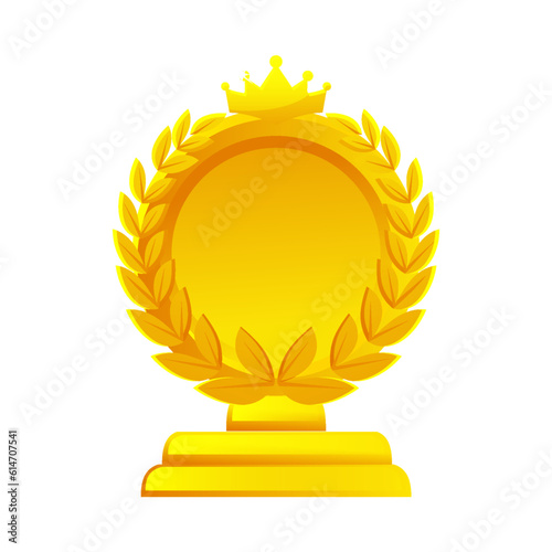Golden game reward icon. Champion Frame for game icon photo