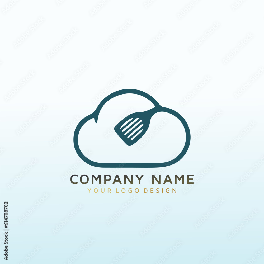 Obraz premium cloud restaurant vector logo design