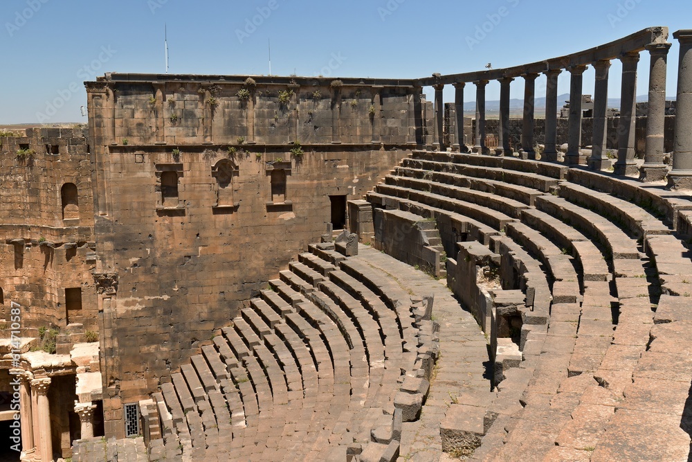 The ancient amphitheater in Bosra was built in the 1st to 2nd century. UNESCO World Heritage. Syria. 3th May 2023.