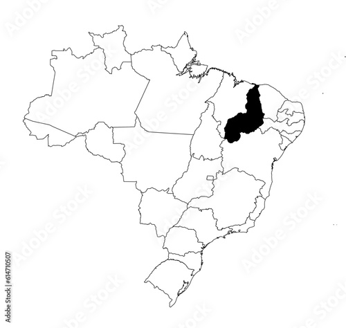 Vector map of the state of Piauí highlighted highlighted in black on the map of Brazil.