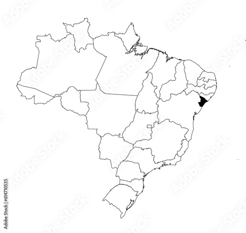 Vector map of the state of Sergipe highlighted highlighted in black on the map of Brazil.