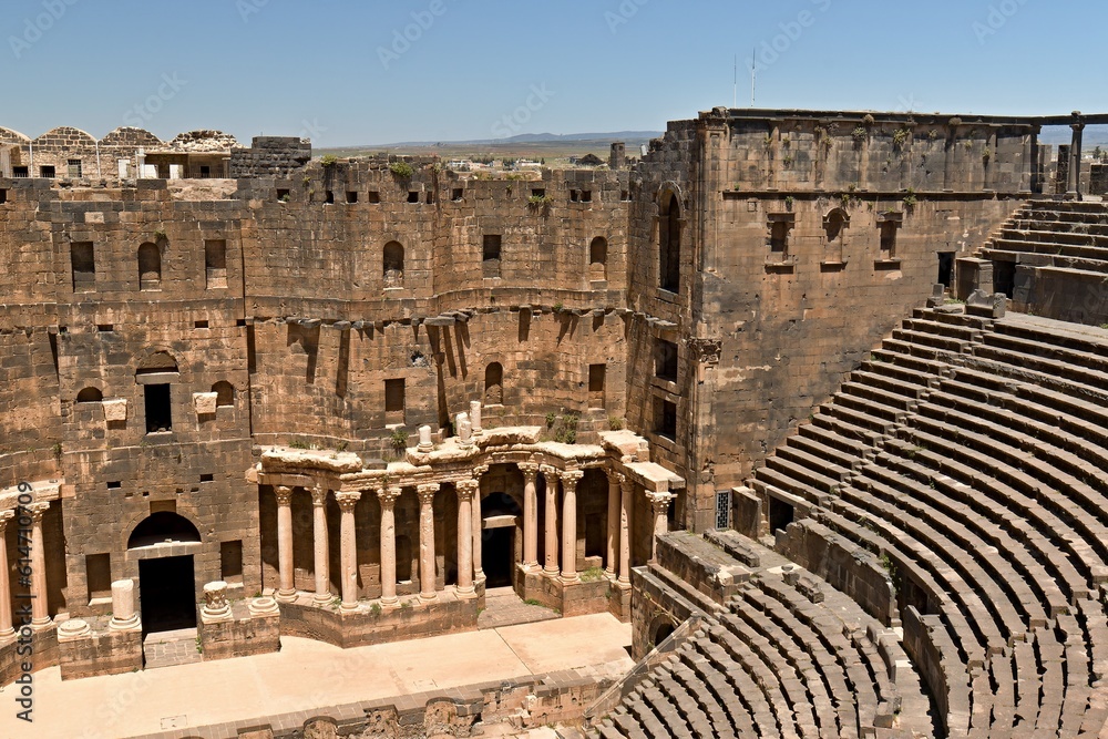 The ancient amphitheater in Bosra was built in the 1st to 2nd century. UNESCO World Heritage. Syria. 3th May 2023.