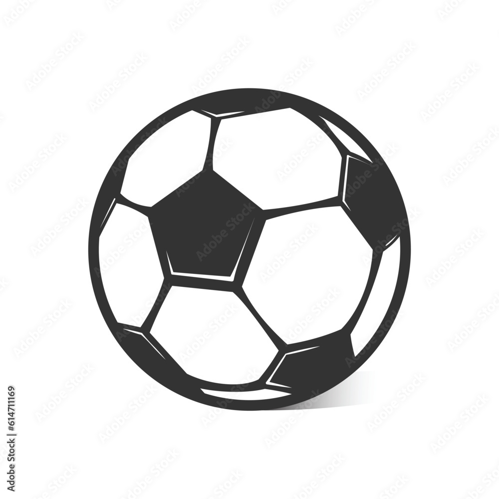 Minimalistic soccer ball with shadow vector icon on white background . Football sport equipment design icon. Minimalistic soccer ball with shadow vector icon on white background . Football sport equipment design icon.