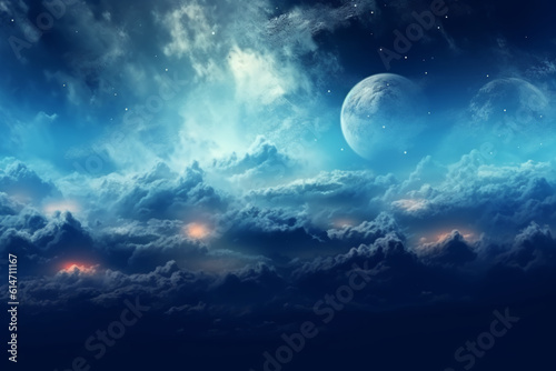 Flying over deep night clouds with moonlight © MUS_GRAPHIC