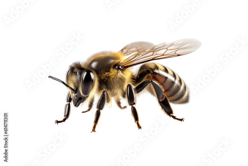 honey bee walking isolated on transparent background cutout generative AI.
