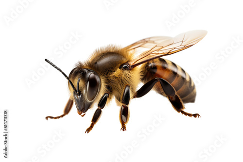 honey bee walking isolated on transparent background cutout generative AI. © MrNobody