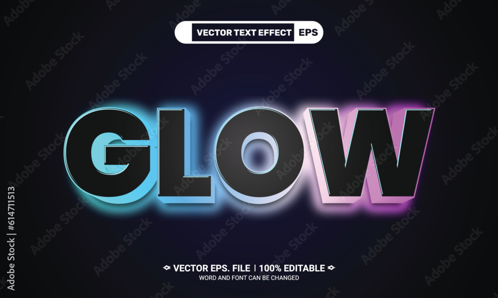 Neon glow editable vector text effect