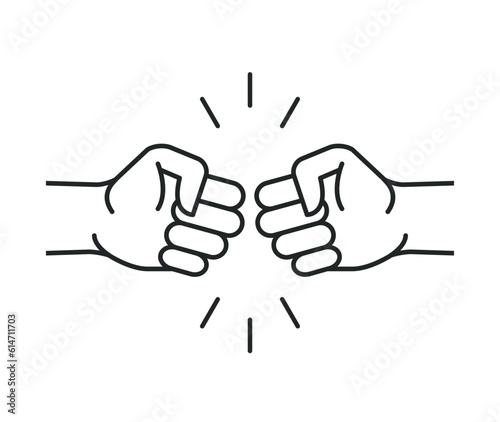 Fist bump icon hand. Strong fight vector friendship bro flat fist bump icon desing