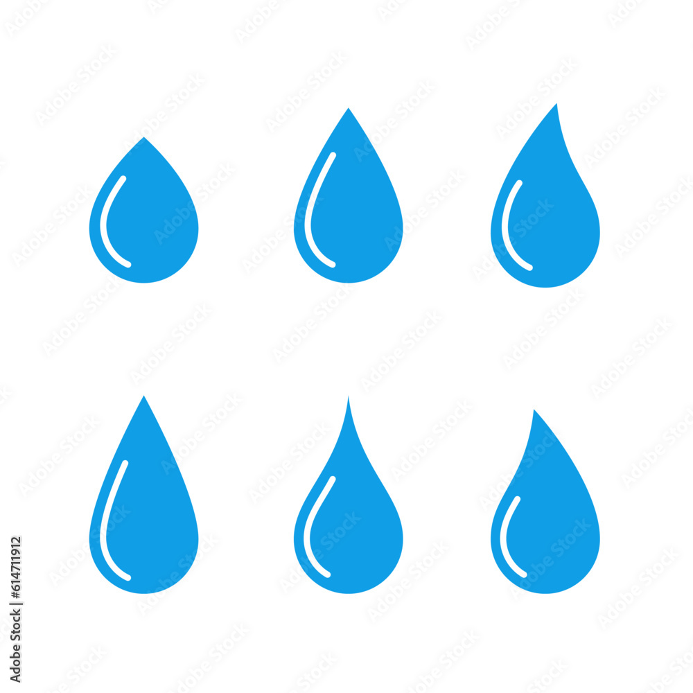 Vector water drop logo. Raindrop moisture droplet symbol blue water icon. Pure rain bubble liquid transparent splash icon. Vector water drop logo. Raindrop moisture droplet symbol blue water icon. Pure rain bubble liquid transparent splash icon.