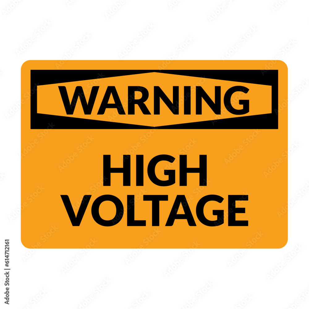 Warning high voltage sign. Vector high voltage danger electric power background energy icon symbol.