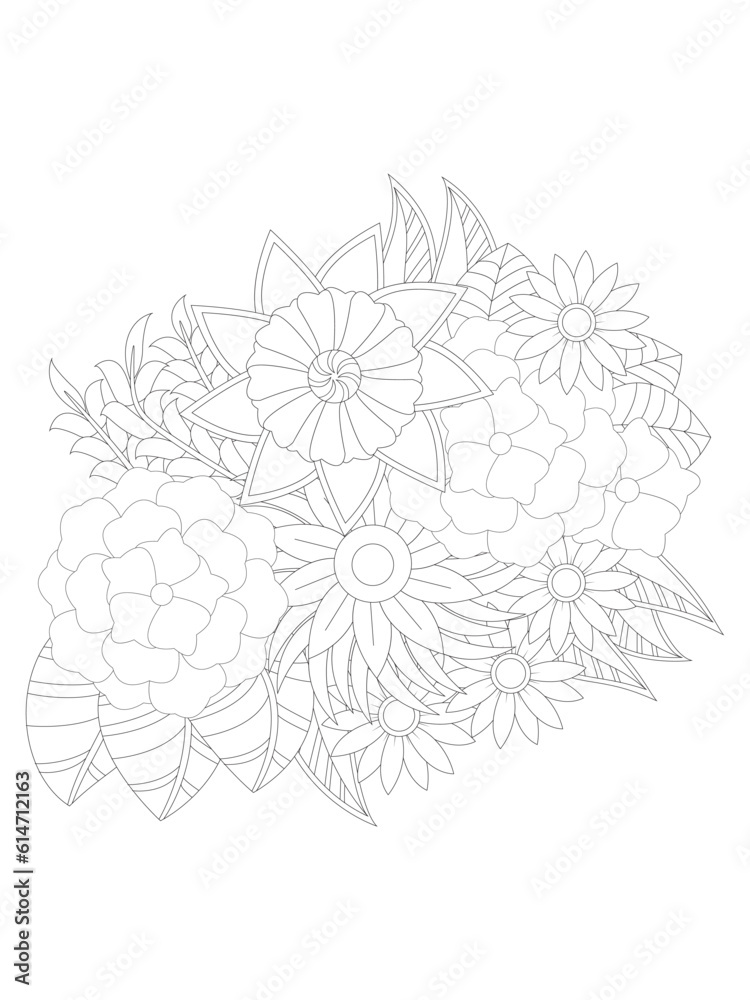 floral drawing. Art therapy coloring pages.Vector illustration Floral ...
