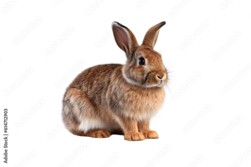 Isolate brown rabbit seen from the side isolated on a transparent background generative AI. Isolate brown rabbit seen from the side isolated on a transparent background generative AI.