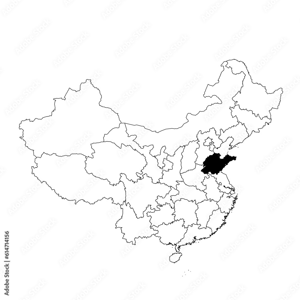 Vector map of the province of Shandong highlighted highlighted in black