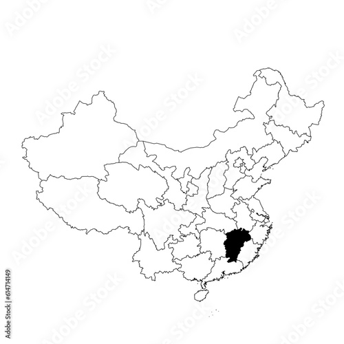Vector map of the province of Jiangxi highlighted highlighted in black on the map of China.