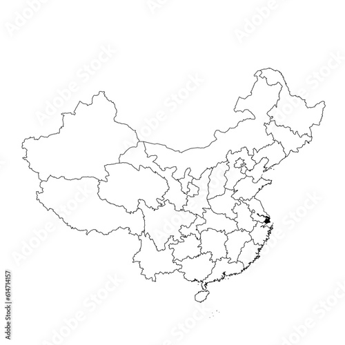 Vector map of the province of Shanghai highlighted highlighted in black on the map of China.