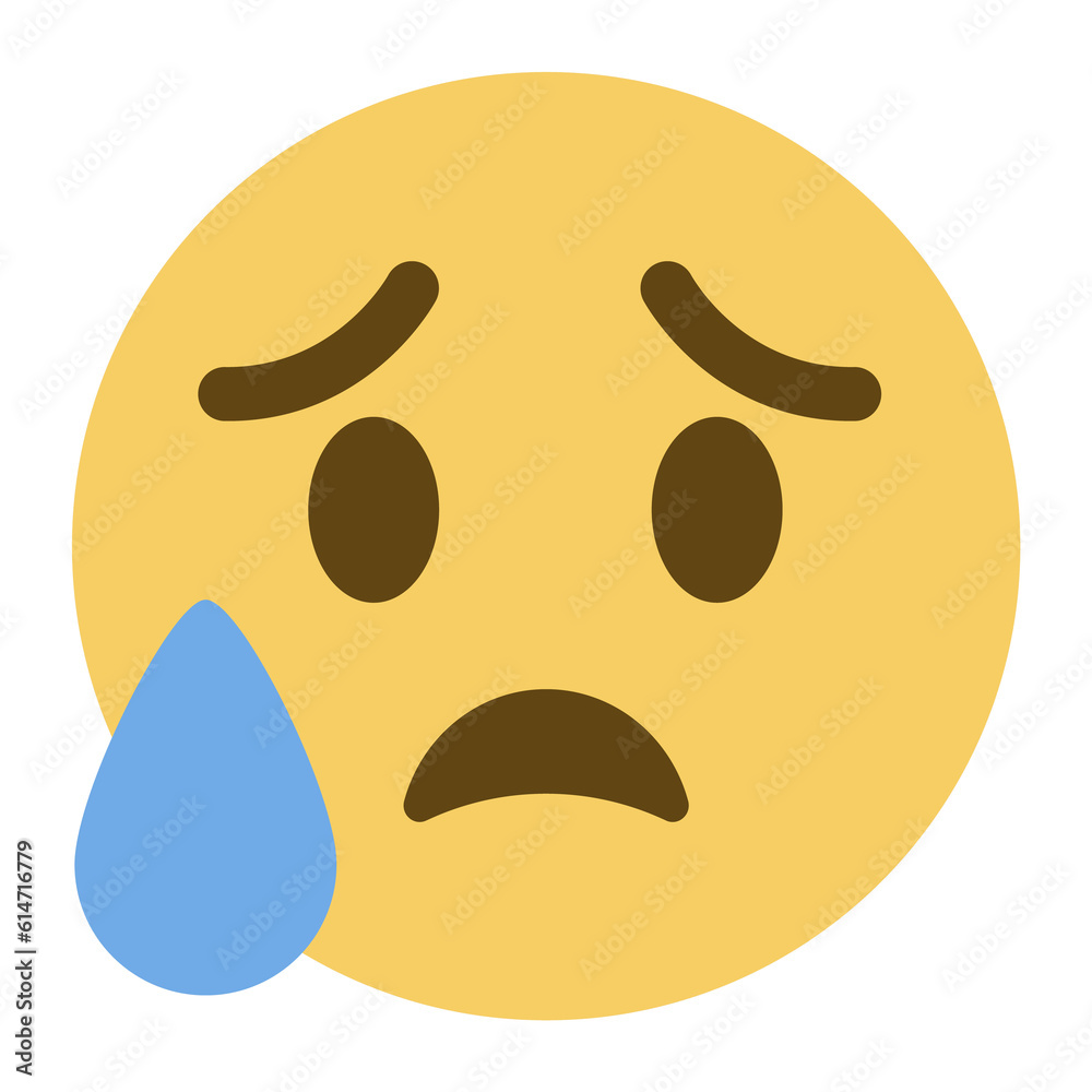 Anxious emoji with sweat. Concerned emoticon sweat dripping down