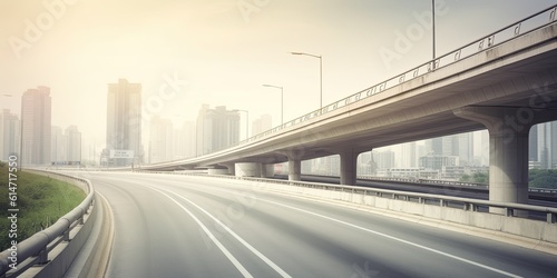 Photo Highway overpass motion blur with futuristic connection road infrastructure conc