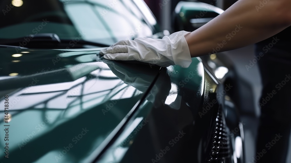 Obraz premium A male is wiping the car