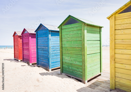 colorful beach huts 
