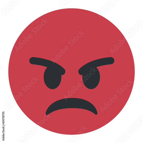 Top quality emoticon. Angry red face. Emoji. Cute emoticon isolated