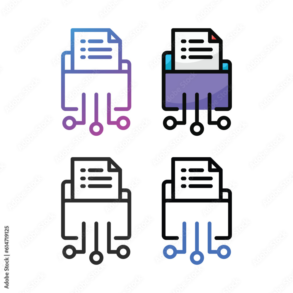Data technology icon design in four variation color Data technology icon design in four variation color